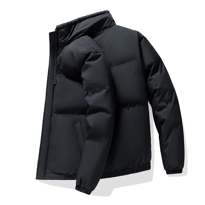 Men's Oversized Puffer Jacket with Stand Collar and Elastic Cuffs