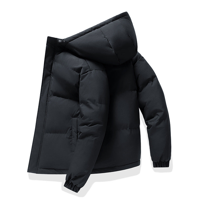 Men's Quilted Puffer Jacket with a Hood and Stand Collar