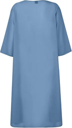 Plain blue back of the overlay with three-quarter sleeves, shown flat.