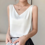 White Trigala tank top with a V neckline and smooth finish.