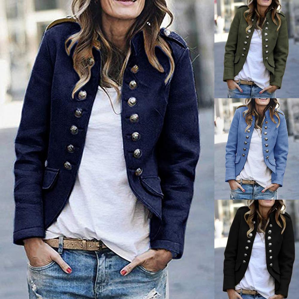 Spada stand-collar blazer shown in navy with army green, sky blue and black inset views.