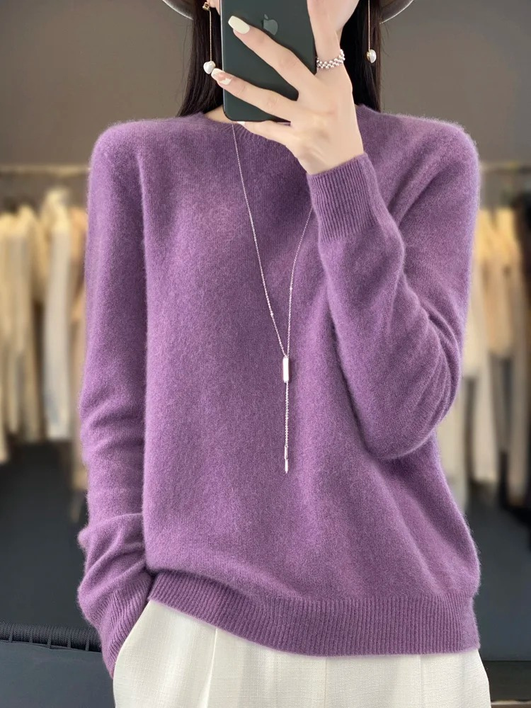 Light purple plain jumper shown from the front.