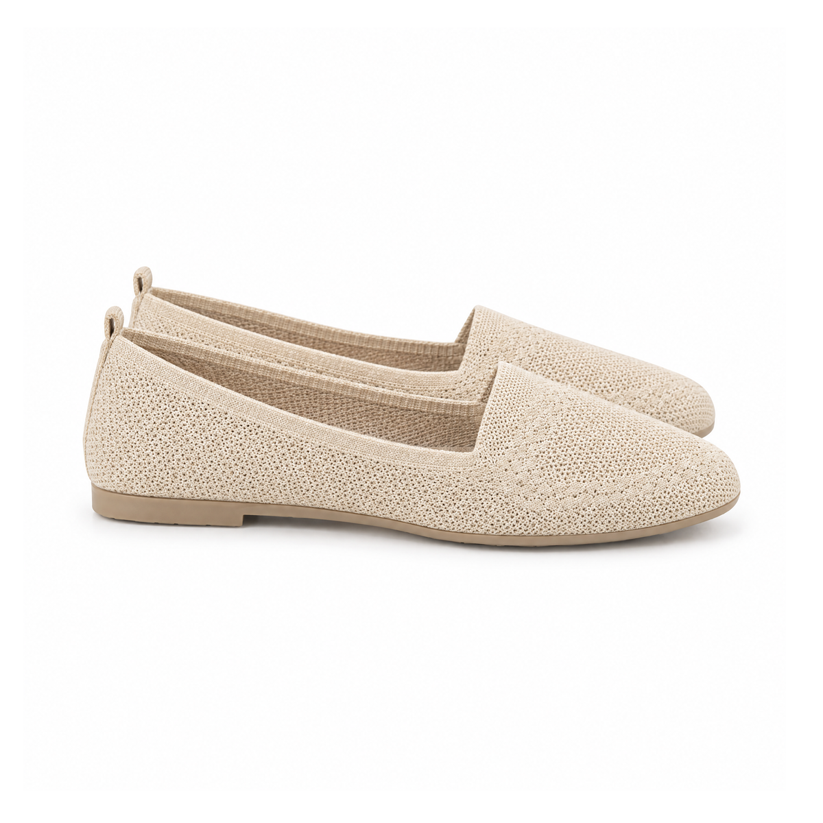 Slip-On Flats With a Textured Upper and Soft Insole — angled view