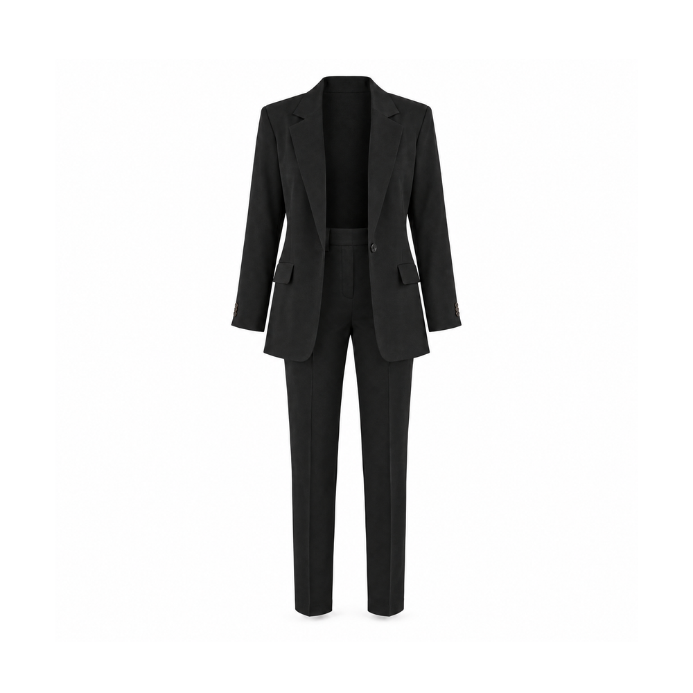 Single-Button Blazer and Slim Trouser Two-Piece Set