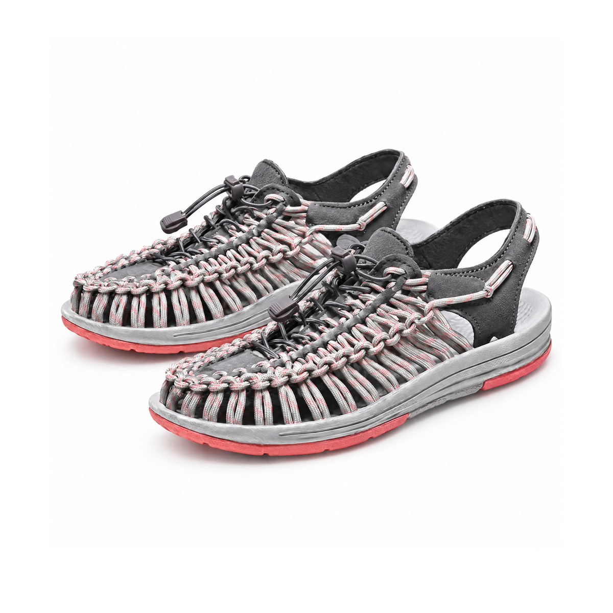 Cord Sandals With Toggle Laces and an Open Slingback Heel — front view