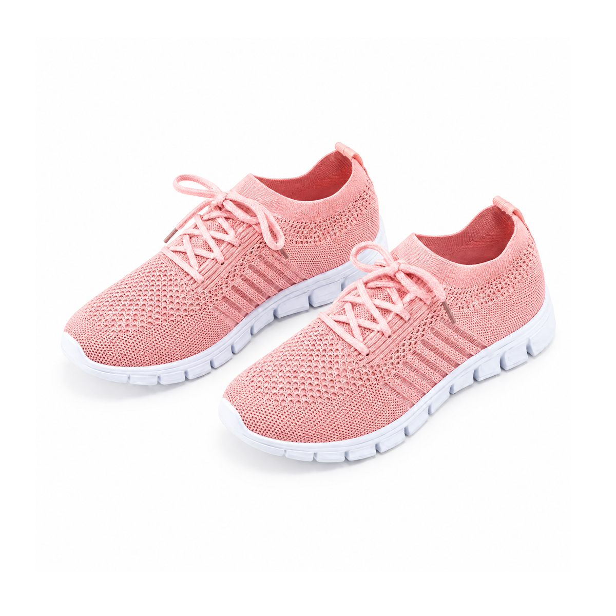 Lace-Up Trainers With a Textured Upper and Segmented Sole — front view