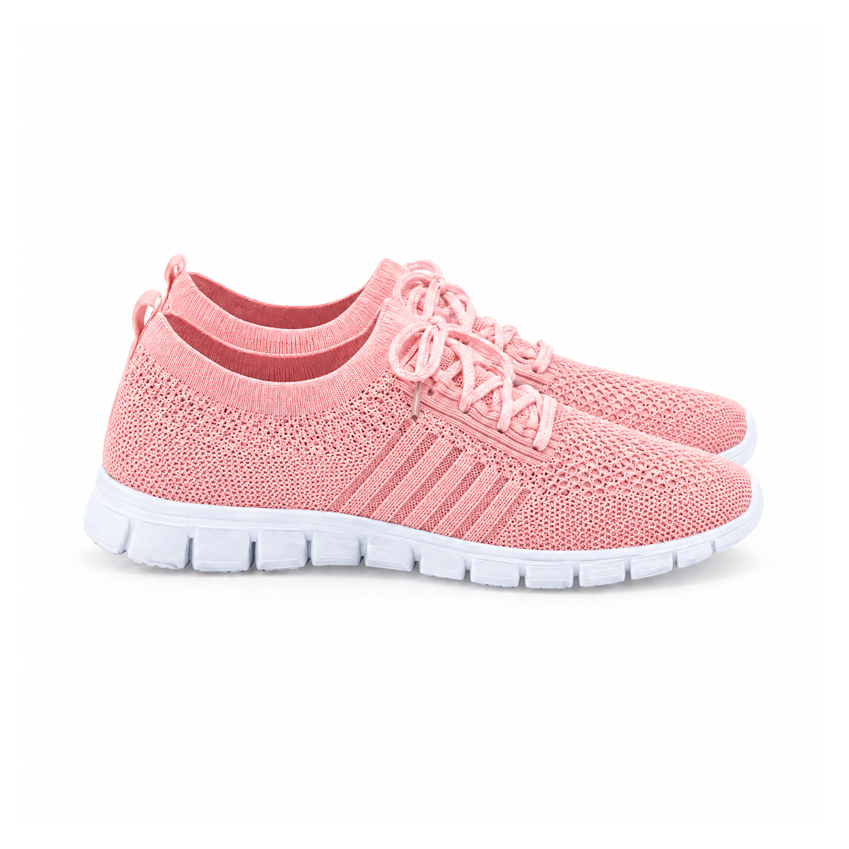 Lace-Up Trainers With a Textured Upper and Segmented Sole — angled view