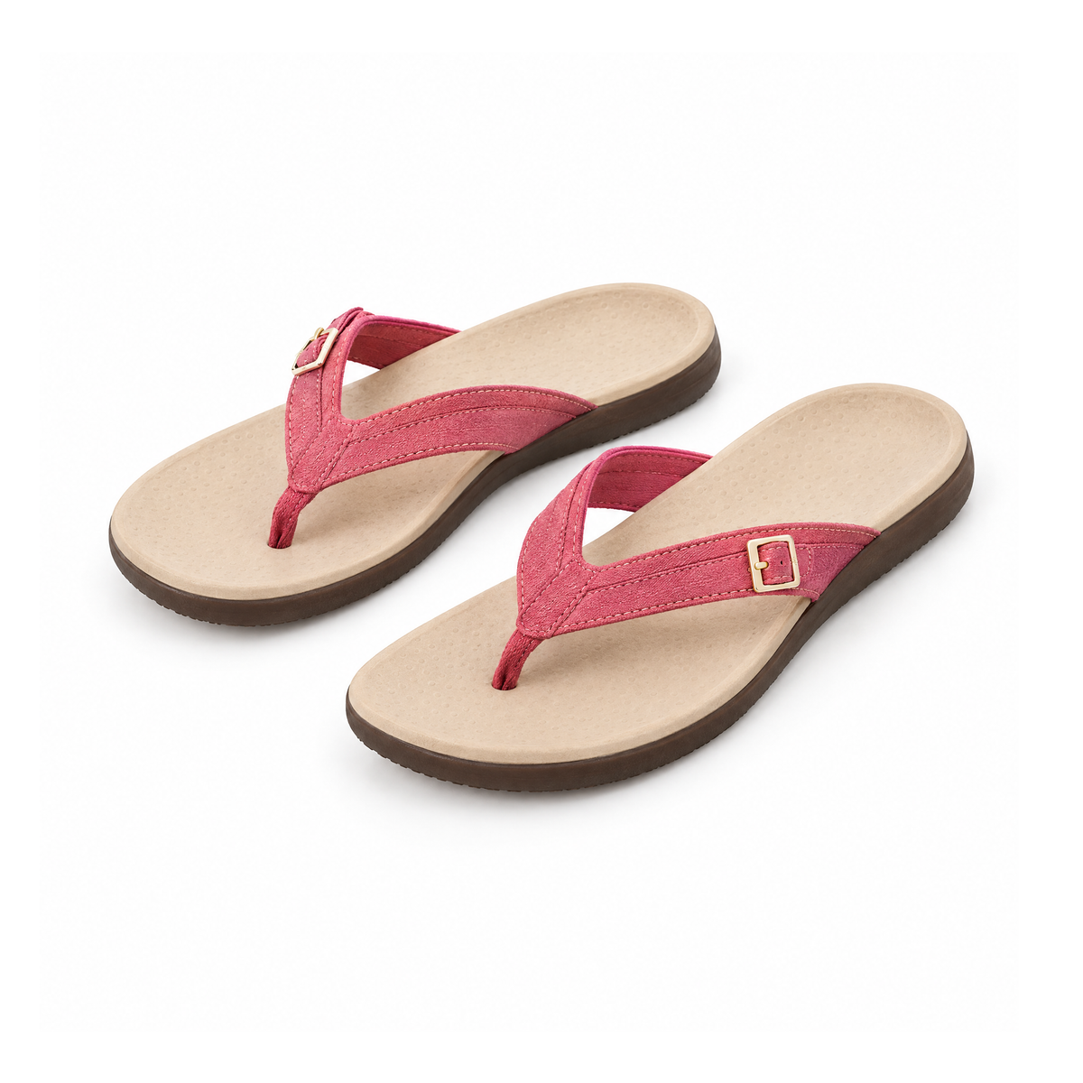 Toe-Post Flip-Flops With Buckled Straps and Foam Footbeds — front view