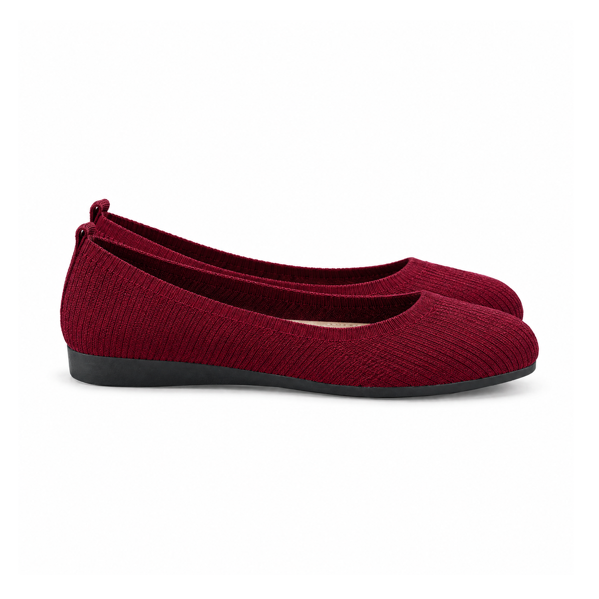 Slip-On Ballet Flats With Textured Uppers and Rounded Toes — angled view