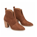 Ankle Boots With a Deep V-Notch Front and Block Heels — front view