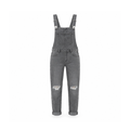 Distressed Bib Overalls With Shoulder Straps and Front Pockets — front view