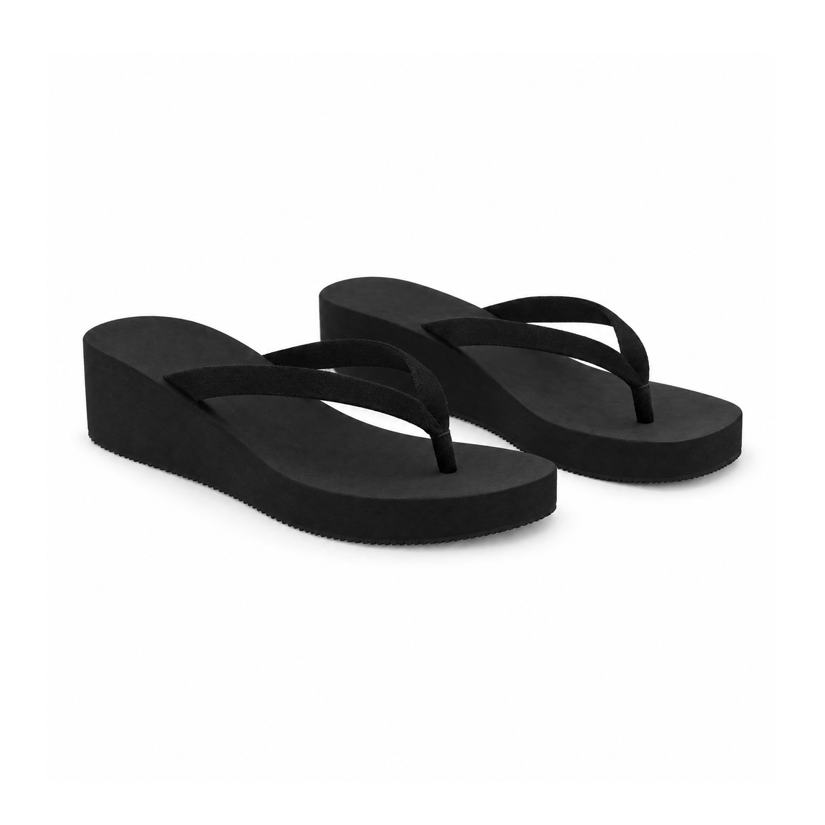 Wedge Flip-Flops With Toe-Post Straps and a Platform Sole — front view