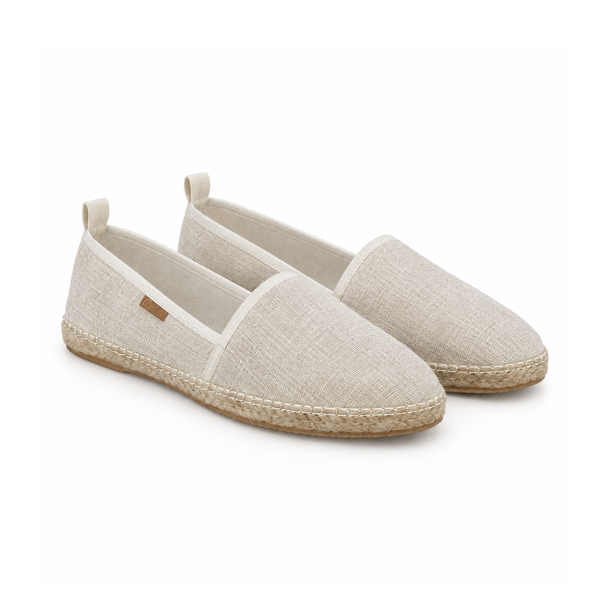 Flat Canvas Espadrilles With Woven Trim and Slip-On Uppers — front view