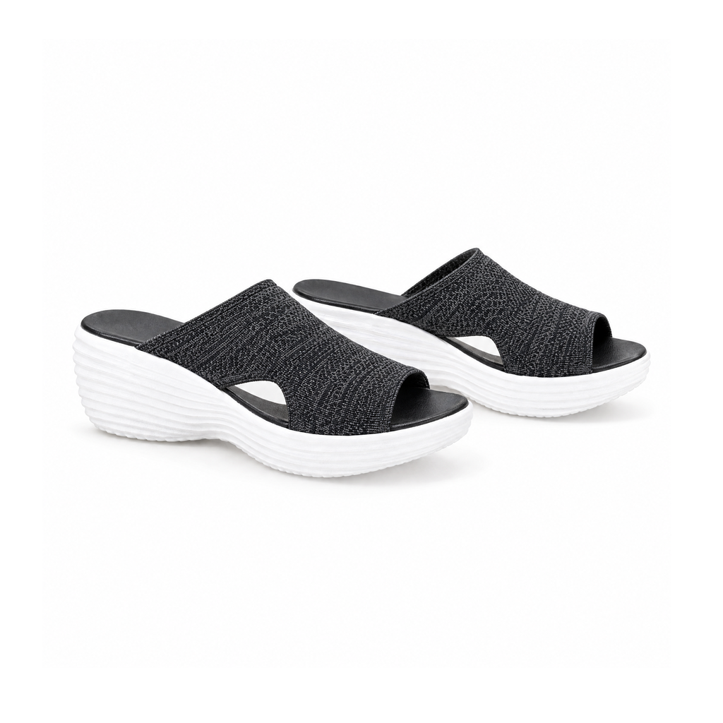 Open-Toe Slip-On Sandals With Stretch Uppers and Thick Soles, Vigar — angled view