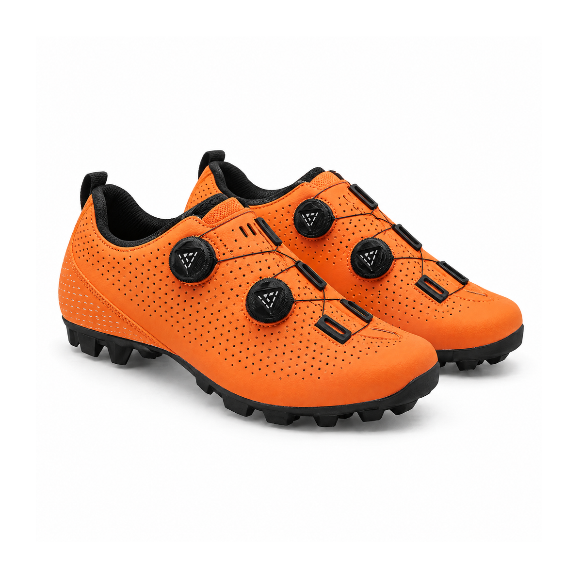 Cycling Shoes With Dual Dial Closures and Perforated Uppers — front view
