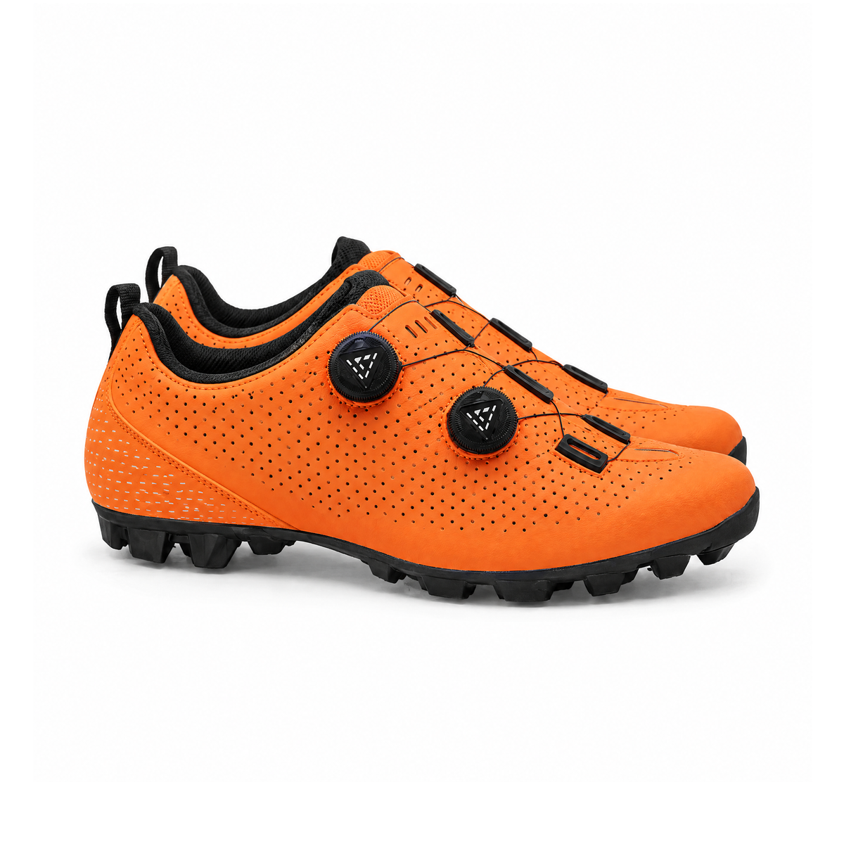 Cycling Shoes With Dual Dial Closures and Perforated Uppers — angled view