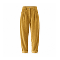 Tapered Corduroy Trousers With Front Pockets and Belt Loops — front view