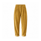 Tapered Corduroy Trousers With Front Pockets and Belt Loops — front view