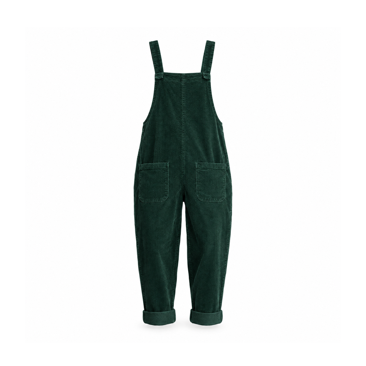 Corduroy Dungarees With Broad Shoulder Straps and Front Pockets — front view
