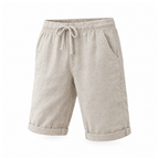 Linen Knee-Length Shorts With a Drawstring Waist and Side Pockets — angled view