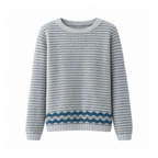 Retro Patterned Knit Jumper With Long Sleeves and a Wide Neckline — front view
