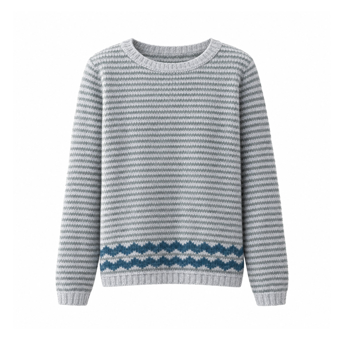 Retro Patterned Knit Jumper With Long Sleeves and a Wide Neckline — front view