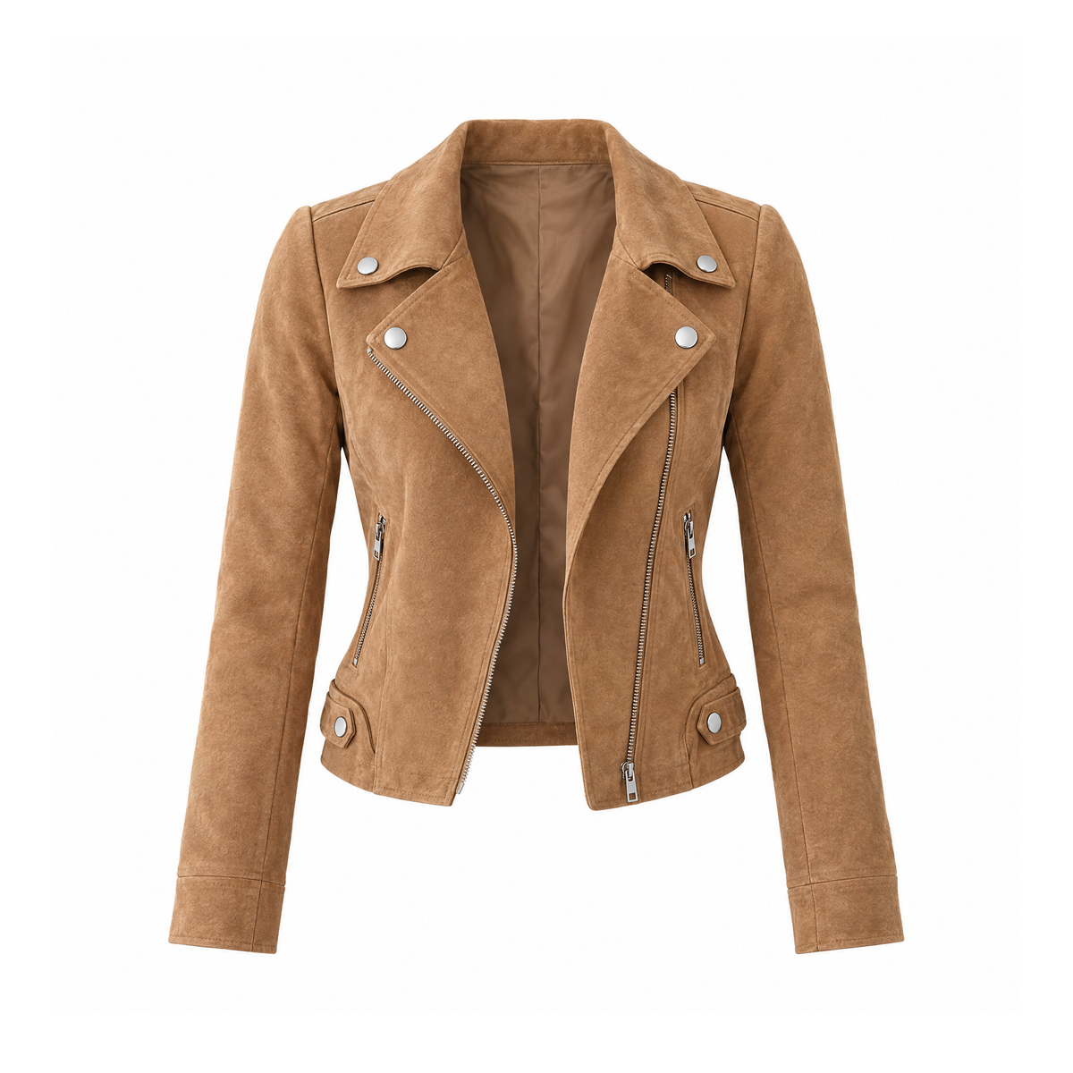 Suede Jacket With an Asymmetric Zip and Lapels, Solidu — front view