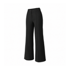 Wide-Leg Trousers With an Elastic Waist and Front Seams, Eva — Black, angled view