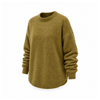 Soft Round-Neck Jumper With Dropped Shoulders, Adelius — Khaki, angled view