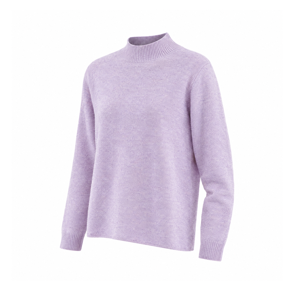 Cashmere Jumper With a Short High Neck and Ribbed Cuffs, Yelena — angled view