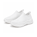 Slip-On Trainers With Textured Uppers and Chunky Soles — White, front view