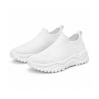 Slip-On Trainers With Textured Uppers and Chunky Soles — White, front view