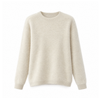 Soft Crew-Neck Jumper With Long Sleeves and Ribbed Edges — Beige, front view