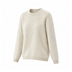 Soft Crew-Neck Jumper With Long Sleeves and Ribbed Edges — Beige, angled view
