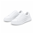 White lace-up trainers with thick soles, pair shown from the front side
